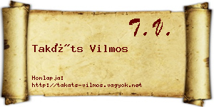 Takáts Vilmos névjegykártya